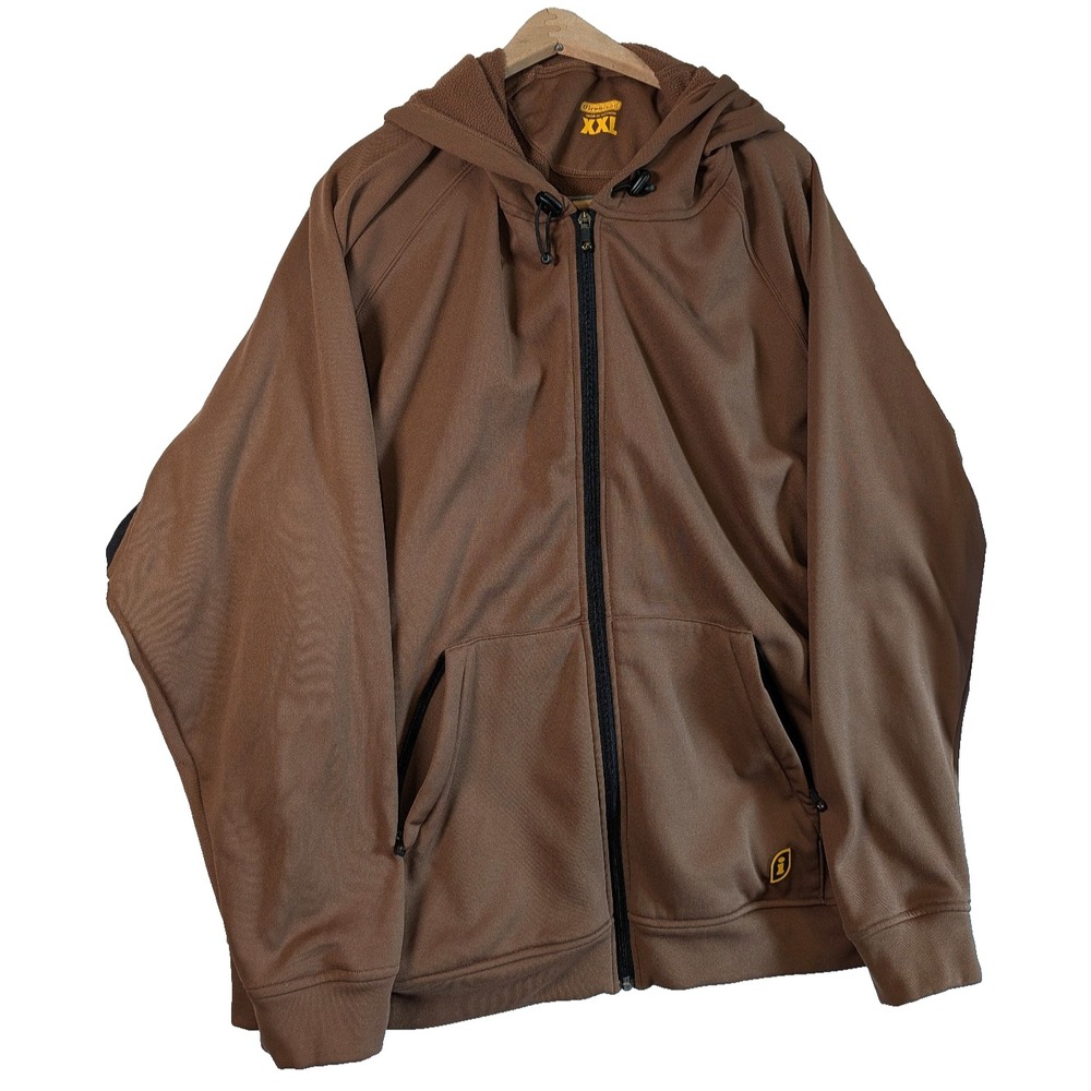 Ironclad Brown Athletic Work Hoodie W/Underarm Patches Full Zip Drawstring Hood